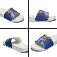 Hawaiian Sea Animals Slide Sandals Whales Shark and Turtle Guardians with Tribal Pattern