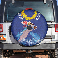 Hawaiian Sea Animals Spare Tire Cover Whales Shark and Turtle Guardians with Tribal Pattern LT03 Blue - Polynesian Pride