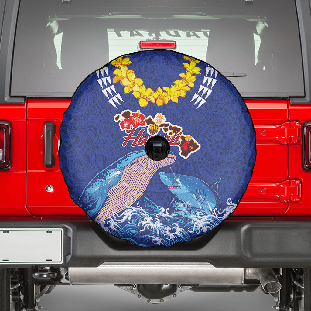 Hawaiian Sea Animals Spare Tire Cover Whales Shark and Turtle Guardians with Tribal Pattern LT03 - Polynesian Pride