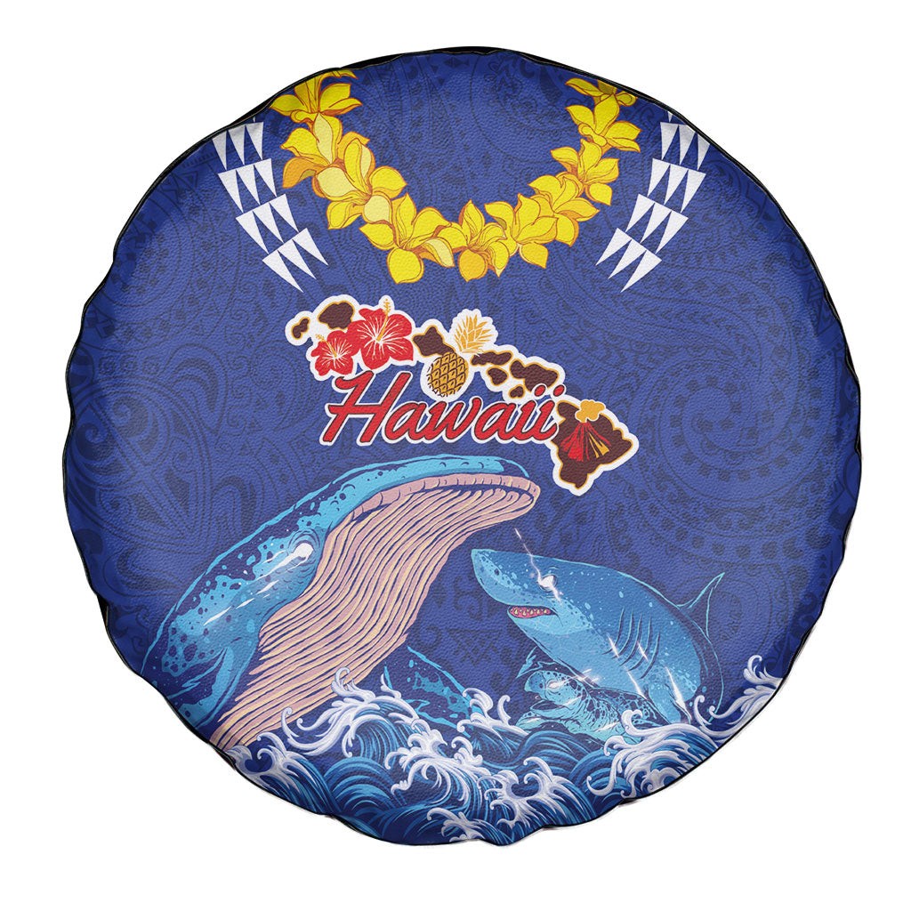 Hawaiian Sea Animals Spare Tire Cover Whales Shark and Turtle Guardians with Tribal Pattern LT03 - Polynesian Pride