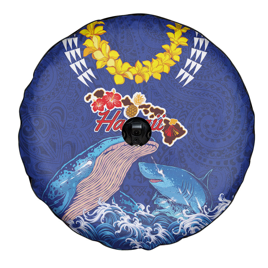 Hawaiian Sea Animals Spare Tire Cover Whales Shark and Turtle Guardians with Tribal Pattern LT03 - Polynesian Pride