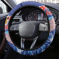 Hawaiian Sea Animals Steering Wheel Cover Whales Shark and Turtle Guardians with Tribal Pattern LT03 - Polynesian Pride