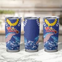 Hawaiian Sea Animals Tumbler Cup Whales Shark and Turtle Guardians with Tribal Pattern LT03 - Polynesian Pride