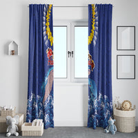 Hawaiian Sea Animals Window Curtain Whales Shark and Turtle Guardians with Tribal Pattern LT03 - Polynesian Pride