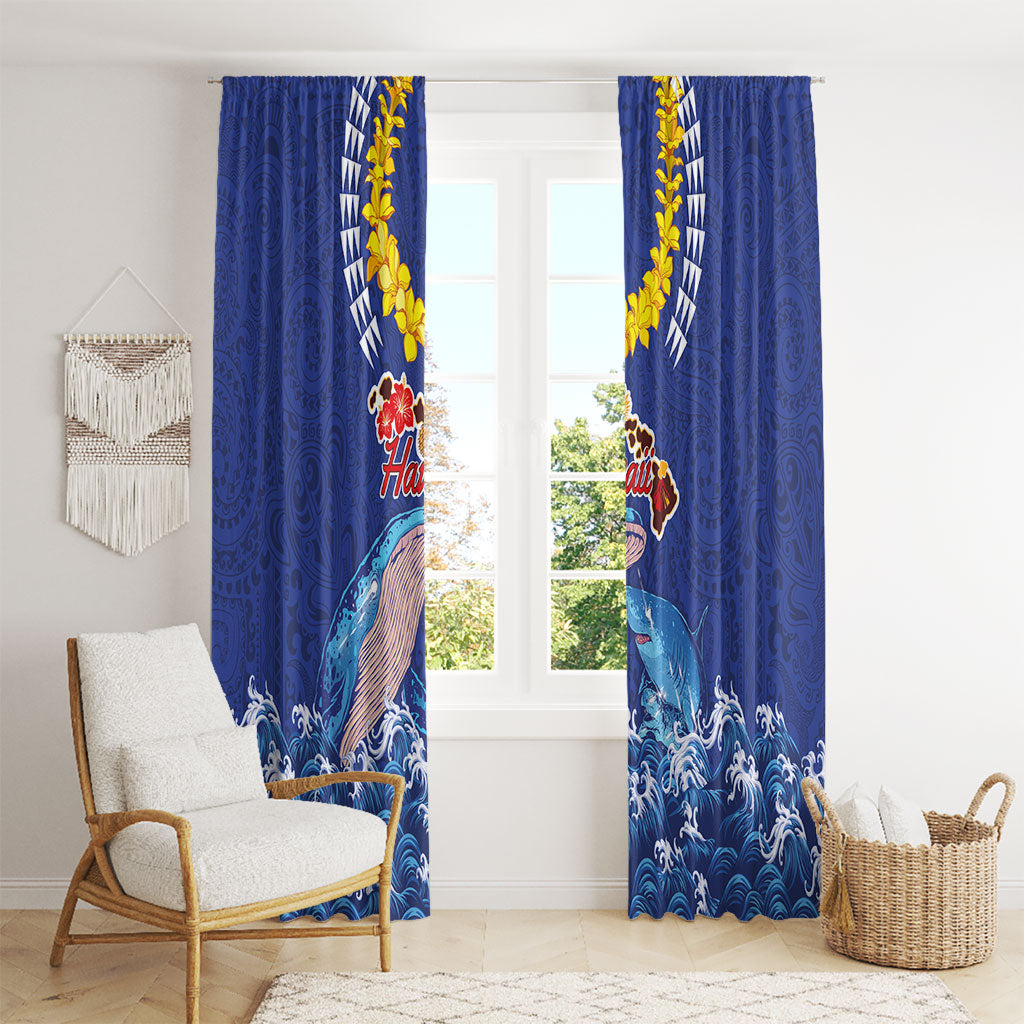 Hawaiian Sea Animals Window Curtain Whales Shark and Turtle Guardians with Tribal Pattern LT03 - Polynesian Pride