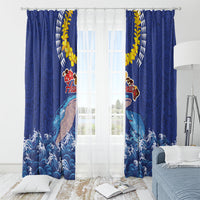 Hawaiian Sea Animals Window Curtain Whales Shark and Turtle Guardians with Tribal Pattern LT03 - Polynesian Pride