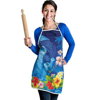 Fiji Jellyfish Apron Tapa Patterns and Hibiscus Sea Vibe LT03 - Polynesian Pride