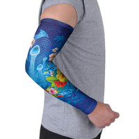 Fiji Jellyfish Arm Sleeves Tapa Patterns and Hibiscus Sea Vibe LT03 - Polynesian Pride