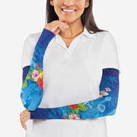 Fiji Jellyfish Arm Sleeves Tapa Patterns and Hibiscus Sea Vibe LT03 - Polynesian Pride
