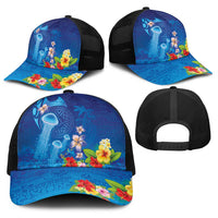 Fiji Jellyfish Baseball Net Cap Tapa Patterns and Hibiscus Sea Vibe LT03 - Polynesian Pride