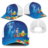Fiji Jellyfish Baseball Net Cap Tapa Patterns and Hibiscus Sea Vibe LT03 - Polynesian Pride