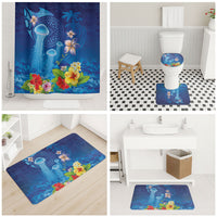 Fiji Jellyfish Bathroom Set Tapa Patterns and Hibiscus Sea Vibe LT03 - Polynesian Pride