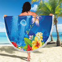 Fiji Jellyfish Beach Blanket Tapa Patterns and Hibiscus Sea Vibe LT03 - Polynesian Pride