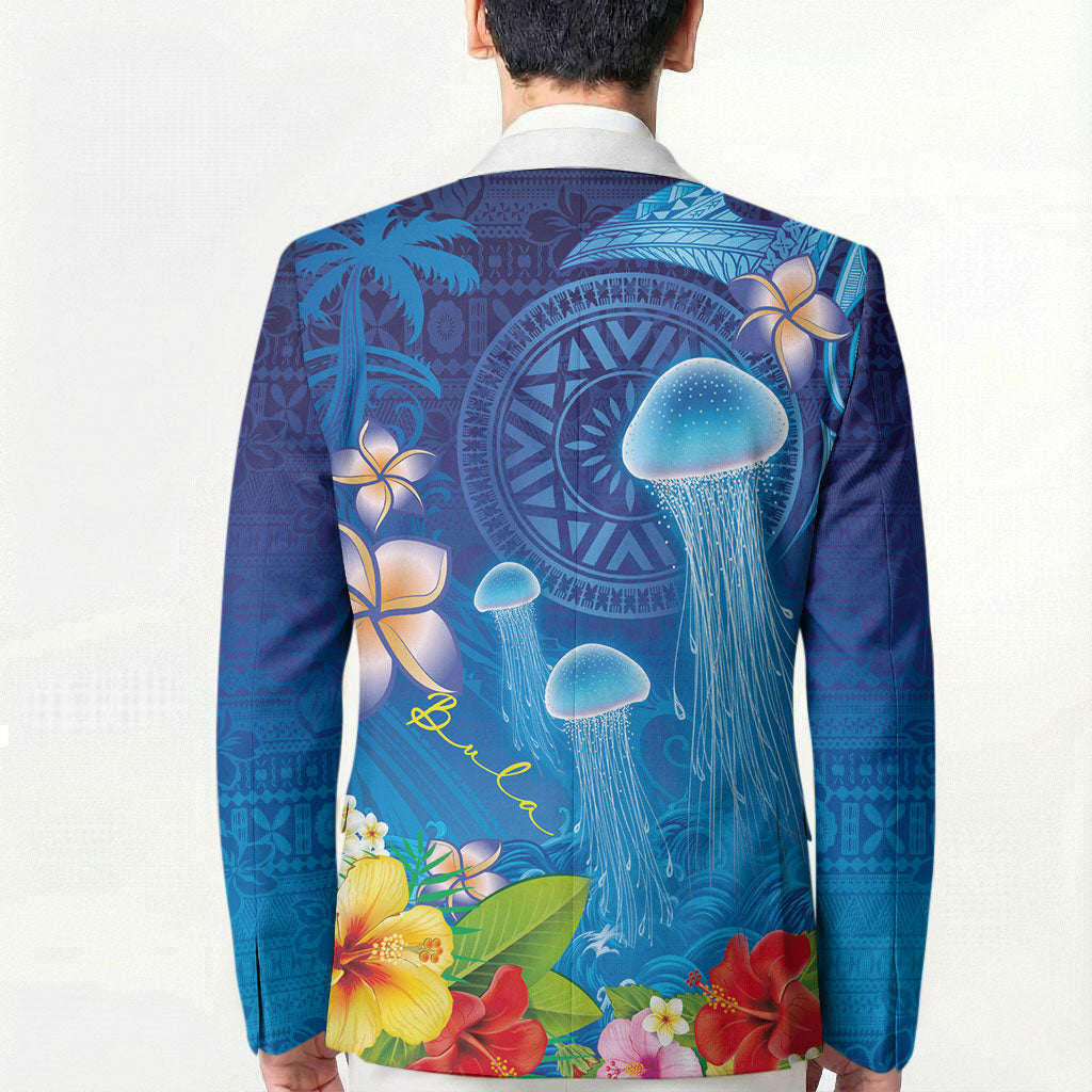 Fiji Jellyfish Blazer Tapa Patterns and Hibiscus Sea Vibe LT03 - Polynesian Pride