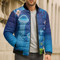 Fiji Jellyfish Bomber Puffer Jacket Tapa Patterns and Hibiscus Sea Vibe LT03 - Polynesian Pride