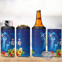 Fiji Jellyfish 4 in 1 Can Cooler Tumbler Tapa Patterns and Hibiscus Sea Vibe LT03 - Polynesian Pride