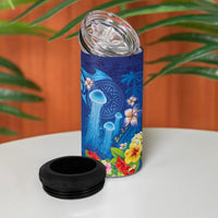 Fiji Jellyfish 4 in 1 Can Cooler Tumbler Tapa Patterns and Hibiscus Sea Vibe LT03 - Polynesian Pride