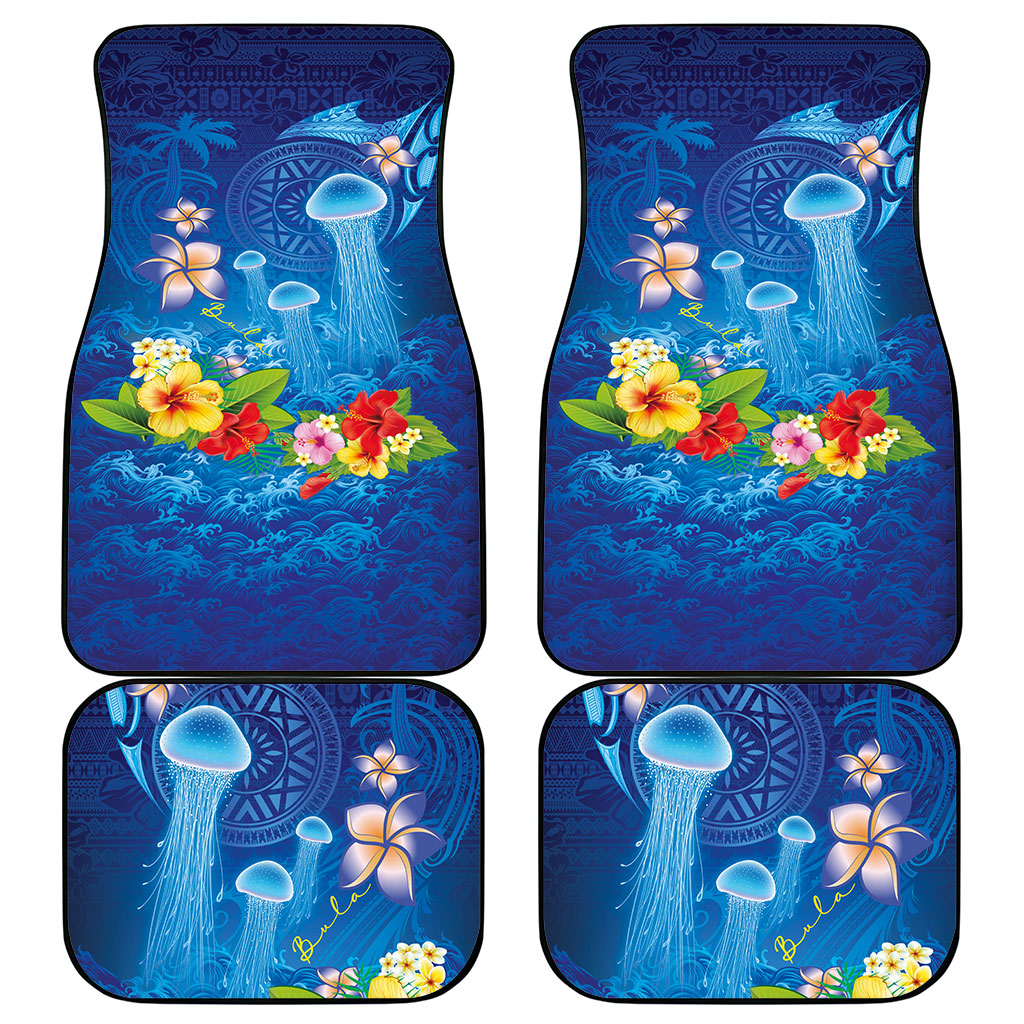 Fiji Jellyfish Car Mats Tapa Patterns and Hibiscus Sea Vibe LT03 - Polynesian Pride