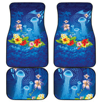 Fiji Jellyfish Car Mats Tapa Patterns and Hibiscus Sea Vibe LT03 - Polynesian Pride