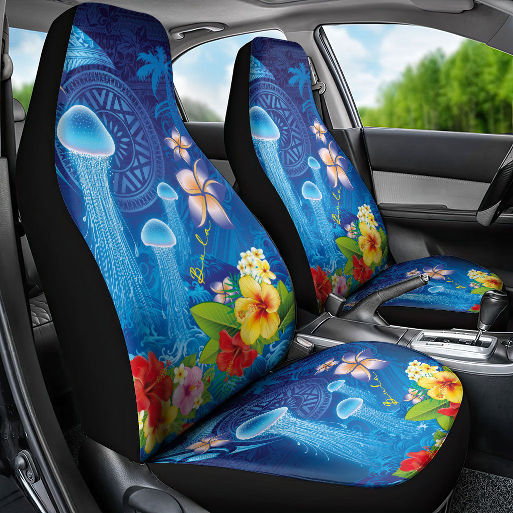 Fiji Jellyfish Car Seat Cover Tapa Patterns and Hibiscus Sea Vibe LT03 - Polynesian Pride