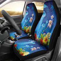 Fiji Jellyfish Car Seat Cover Tapa Patterns and Hibiscus Sea Vibe LT03 - Polynesian Pride