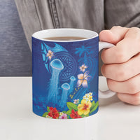 Fiji Jellyfish Ceramic Mug Tapa Patterns and Hibiscus Sea Vibe LT03 - Polynesian Pride