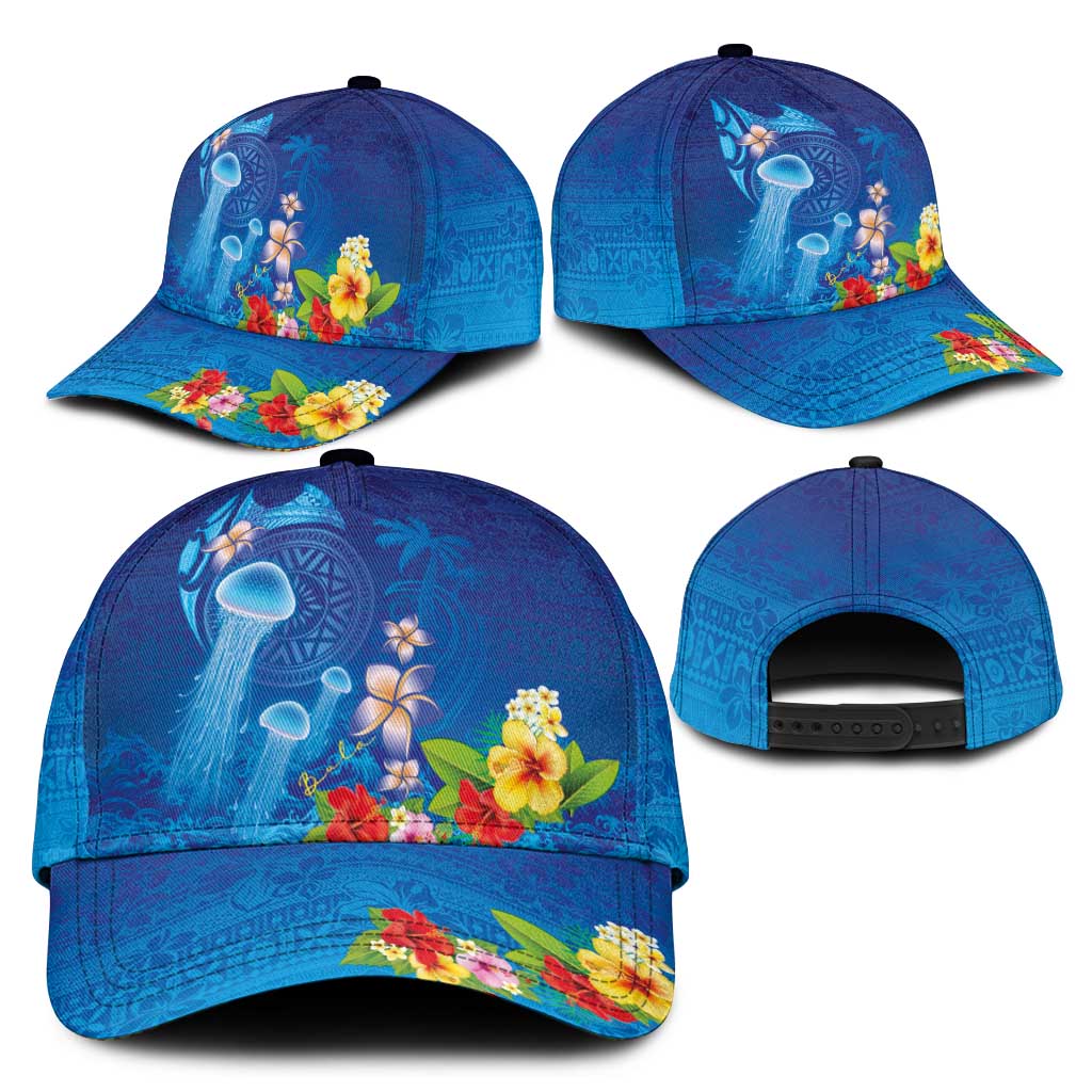 Fiji Jellyfish Classic Cap Tapa Patterns and Hibiscus Sea Vibe LT03 - Polynesian Pride