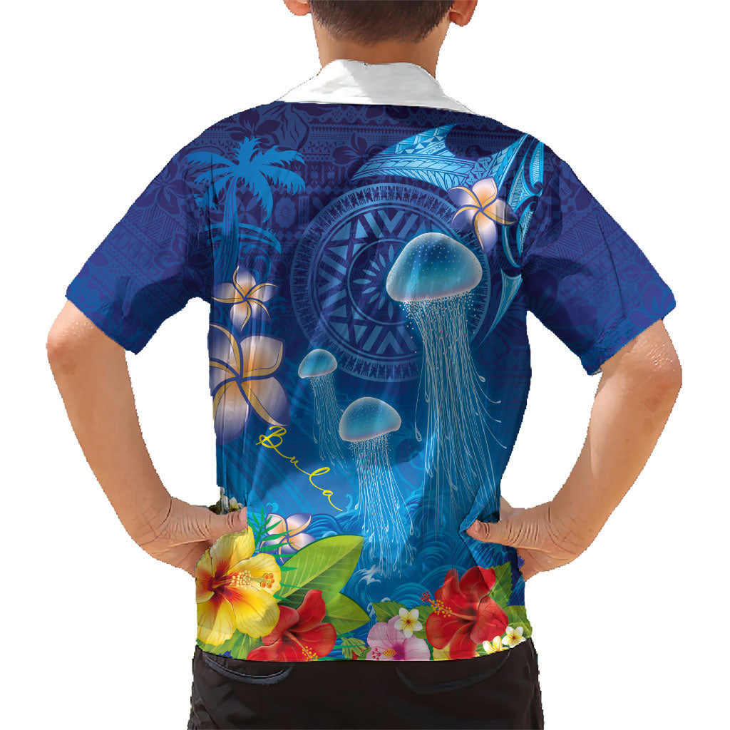 Fiji Jellyfish Family Matching Summer Maxi Dress and Hawaiian Shirt Tapa Patterns and Hibiscus Sea Vibe
