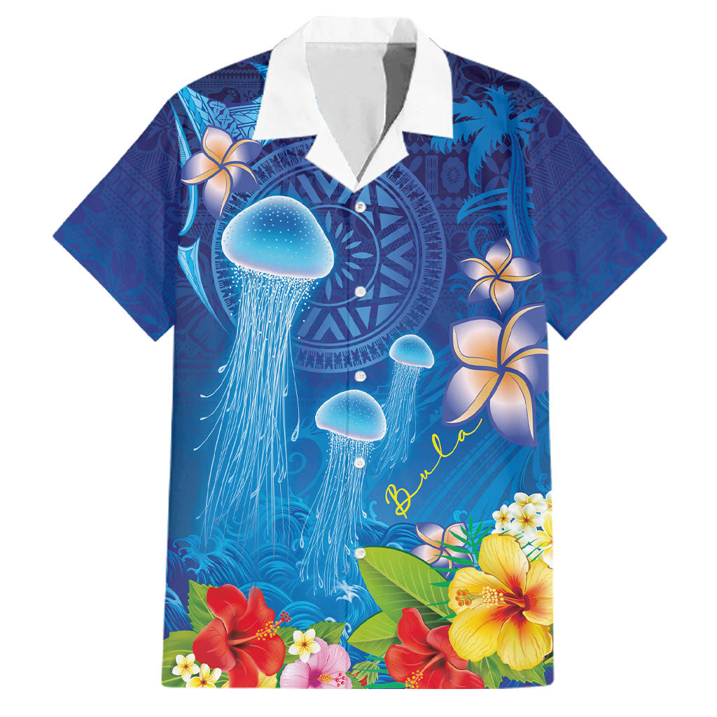 Fiji Jellyfish Family Matching Tank Maxi Dress and Hawaiian Shirt Tapa Patterns and Hibiscus Sea Vibe