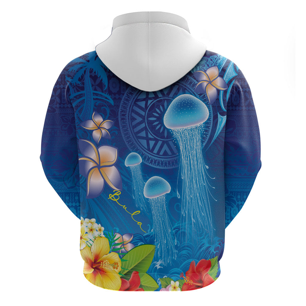 Fiji Jellyfish Hoodie Tapa Patterns and Hibiscus Sea Vibe LT03 - Polynesian Pride