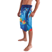 Fiji Jellyfish Lavalava Tapa Patterns and Hibiscus Sea Vibe LT03 - Polynesian Pride