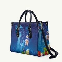 Fiji Jellyfish Leather Bag Tapa Patterns and Hibiscus Sea Vibe LT03 Blue - Polynesian Pride