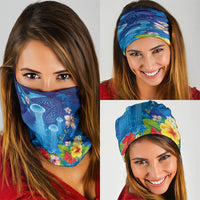 Fiji Jellyfish Neck Gaiter Tapa Patterns and Hibiscus Sea Vibe LT03 - Polynesian Pride