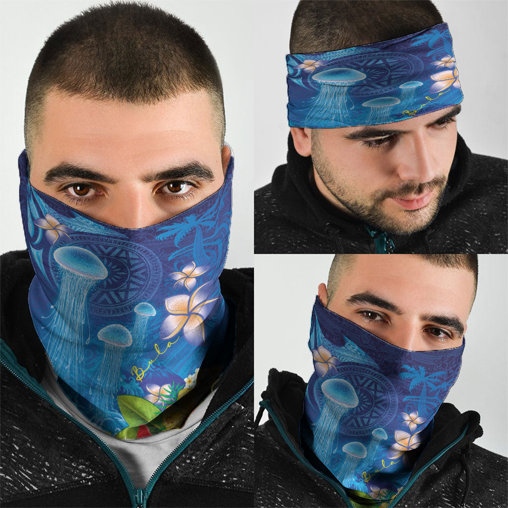 Fiji Jellyfish Neck Gaiter Tapa Patterns and Hibiscus Sea Vibe LT03 - Polynesian Pride