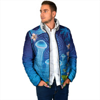 Fiji Jellyfish Padded Jacket Tapa Patterns and Hibiscus Sea Vibe