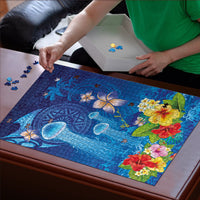 Fiji Jellyfish Puzzle Tapa Patterns and Hibiscus Sea Vibe LT03 - Polynesian Pride