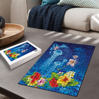 Fiji Jellyfish Puzzle Tapa Patterns and Hibiscus Sea Vibe LT03 - Polynesian Pride