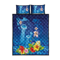 Fiji Jellyfish Quilt Bed Set Tapa Patterns and Hibiscus Sea Vibe LT03 - Polynesian Pride