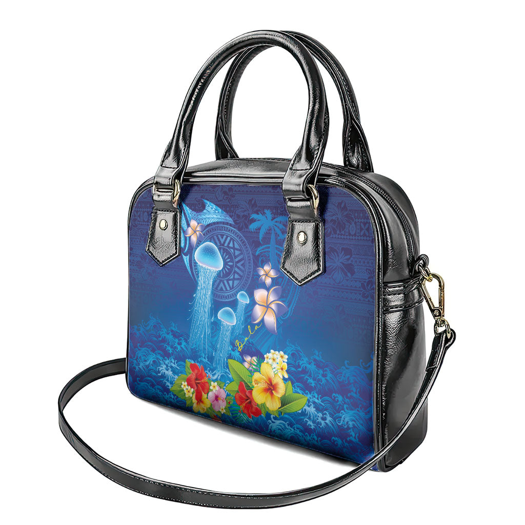 Fiji Jellyfish Shoulder Handbag Tapa Patterns and Hibiscus Sea Vibe LT03 - Polynesian Pride