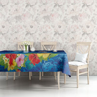 Fiji Jellyfish Tablecloth Tapa Patterns and Hibiscus Sea Vibe LT03 - Polynesian Pride