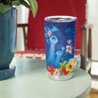 Fiji Jellyfish Tumbler Cup Tapa Patterns and Hibiscus Sea Vibe