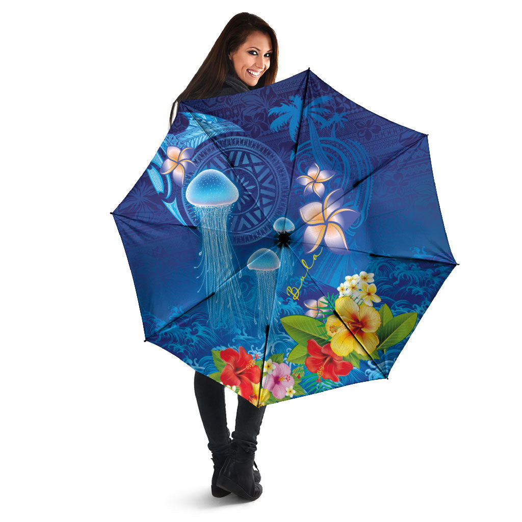 Fiji Jellyfish Umbrella Tapa Patterns and Hibiscus Sea Vibe