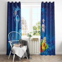 Fiji Jellyfish Window Curtain Tapa Patterns and Hibiscus Sea Vibe LT03 - Polynesian Pride