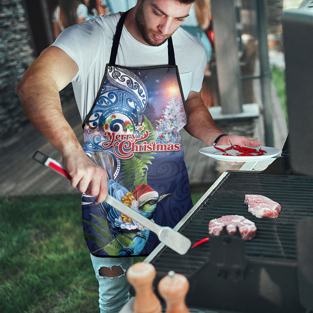 New Zealand Merry Christmas Apron Maori Tribal Pattern with Xmas Tui Bird LT03 - Polynesian Pride