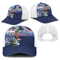 New Zealand Merry Christmas Baseball Net Cap Maori Tribal Pattern with Xmas Tui Bird LT03 - Polynesian Pride