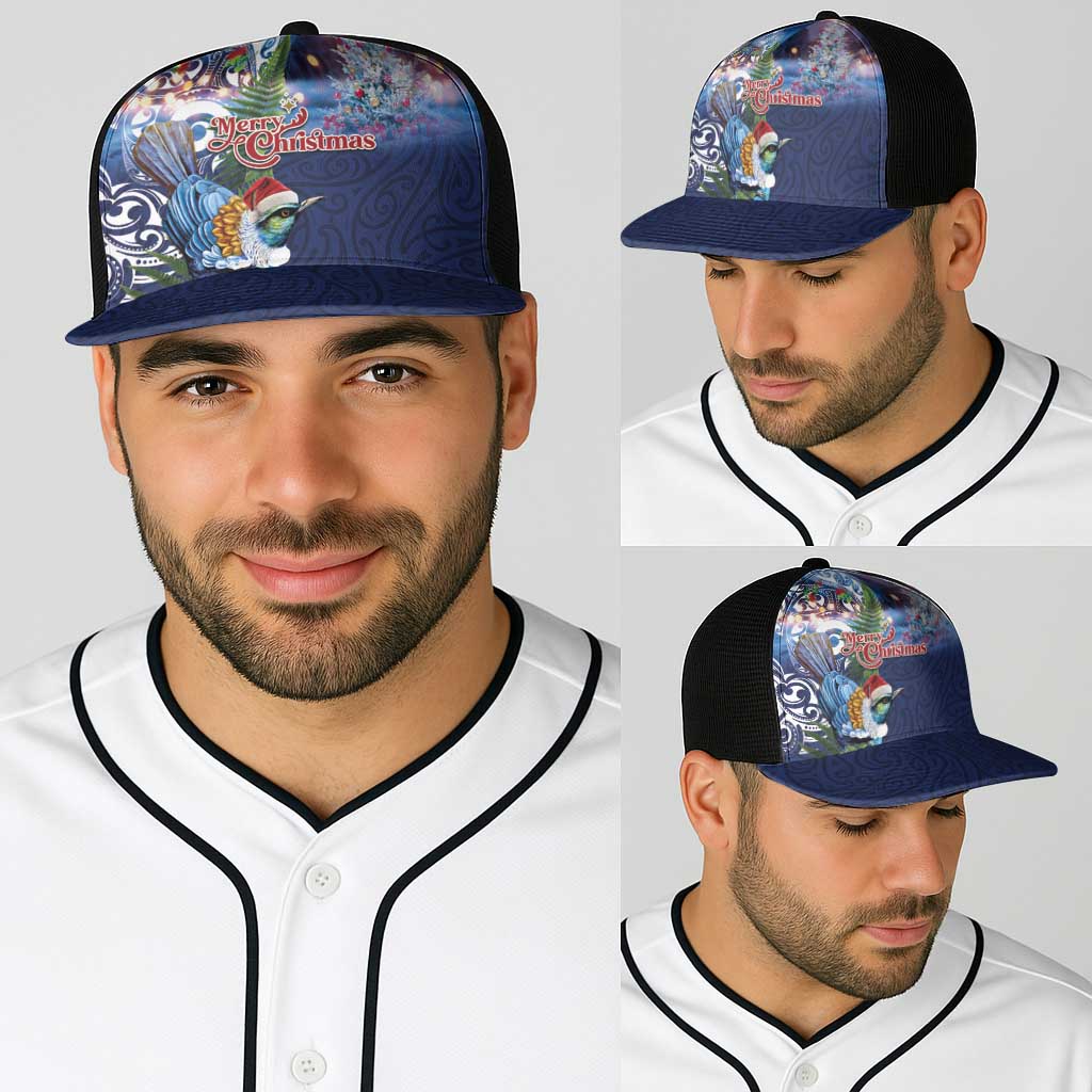New Zealand Merry Christmas Baseball Net Cap Maori Tribal Pattern with Xmas Tui Bird LT03 - Polynesian Pride