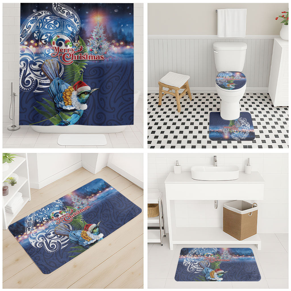 New Zealand Merry Christmas Bathroom Set Maori Tribal Pattern with Xmas Tui Bird LT03 - Polynesian Pride
