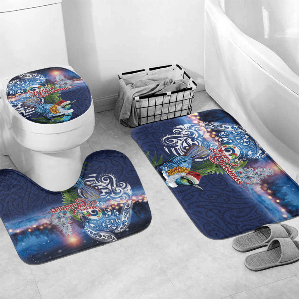 New Zealand Merry Christmas Bathroom Set Maori Tribal Pattern with Xmas Tui Bird LT03 Mat Set Only (3 pcs) One Size Multicolor - Polynesian Pride