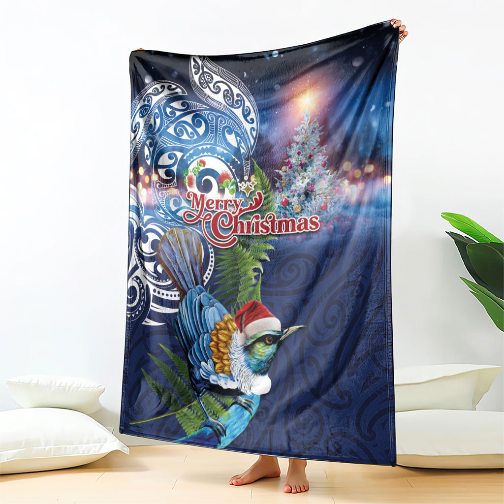 New Zealand Merry Christmas Blanket Maori Tribal Pattern with Xmas Tui Bird LT03 - Polynesian Pride