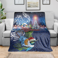 New Zealand Merry Christmas Blanket Maori Tribal Pattern with Xmas Tui Bird LT03 - Polynesian Pride